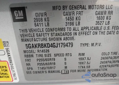 2016 Buick Enclave Leather z USA, uszkodzony, nr VIN 5GAKRBKD4GJ179479